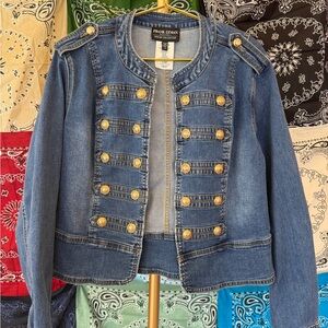 RARE Frank Lyman Montreal Blue Denim Military Jacket